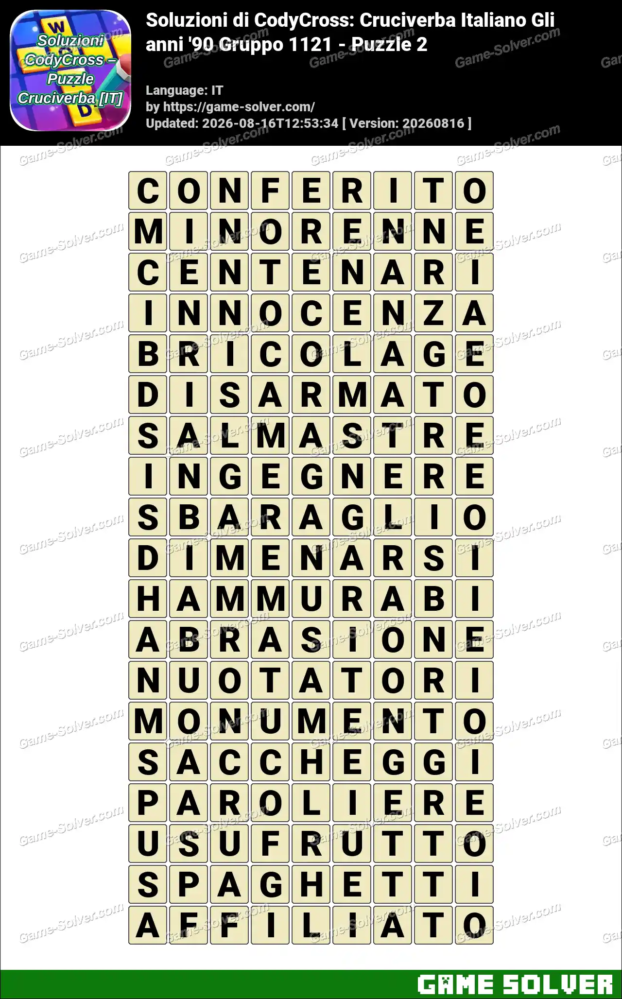 Soluzioni di CodyCross: Cruciverba Italiano Gli anni ’90 Gruppo 1121 – Puzzle 2